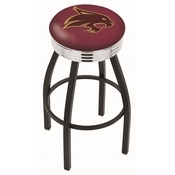 L8B3C - Black Wrinkle Texas State Swivel Bar Stool with Chrome 2.5 Ribbed Accent Ring by Holland Bar Stool Company