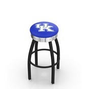 L8B3C - Black Wrinkle Kentucky UK Swivel Bar Stool with Chrome 2.5 Ribbed Accent Ring by Holland Bar Stool Company
