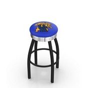 L8B3C - Black Wrinkle Kentucky Wildcat Swivel Bar Stool with Chrome 2.5 Ribbed Accent Ring by Holland Bar Stool Company