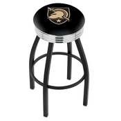 L8B3C - Black Wrinkle US Military Academy (ARMY) Swivel Bar Stool with Chrome 2.5 Ribbed Accent Ring by Holland Bar Stool Company