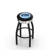 L8B3C - Black Wrinkle Utah Hockey Club Swivel Bar Stool with Chrome 2.5