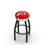 L8B3C - Black Wrinkle Utah Swivel Bar Stool with Chrome 2.5 Ribbed Accent Ring by Holland Bar Stool Company
