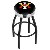 L8B3C - Black Wrinkle Virginia Military Institute Swivel Bar Stool with Chrome 2.5 Ribbed Accent Ring by Holland Bar Stool Company