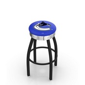 L8B3C - Black Wrinkle Vancouver Canucks Swivel Bar Stool with Chrome 2.5 Ribbed Accent Ring by Holland Bar Stool Company