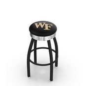 L8B3C - Black Wrinkle Wake Forest Swivel Bar Stool with Chrome 2.5 Ribbed Accent Ring by Holland Bar Stool Company