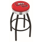 L8B3C - Black Wrinkle Western Kentucky Swivel Bar Stool with Chrome 2.5 Ribbed Accent Ring by Holland Bar Stool Company