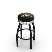 L8B3C - Black Wrinkle Western Michigan Swivel Bar Stool with Chrome 2.5 Ribbed Accent Ring by Holland Bar Stool Company