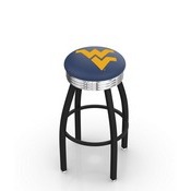 L8B3C - Black Wrinkle West Virginia Swivel Bar Stool with Chrome 2.5 Ribbed Accent Ring by Holland Bar Stool Company