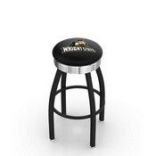 L8B3C - Black Wrinkle Wright State Swivel Bar Stool with Chrome 2.5 Ribbed Accent Ring by Holland Bar Stool Company