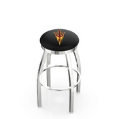 L8C2C - Chrome Arizona State Swivel Bar Stool with Accent Ring and Pitchfork Logo by Holland Bar Stool Company, L8C2CArizSt-F