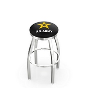 L8C2C - Chrome U.S. Army Swivel Bar Stool with Accent Ring by Holland Bar Stool Company