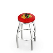 L8C2C - Chrome Chicago Blackhawks Swivel Bar Stool with Accent Ring by Holland Bar Stool Company
