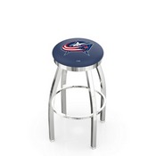 L8C2C - Chrome Columbus Blue Jackets Swivel Bar Stool with Accent Ring by Holland Bar Stool Company