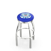 L8C2C - Chrome U.S. Coast Guard Swivel Bar Stool with Accent Ring by Holland Bar Stool Company