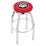 L8C2C - Chrome Georgia Bulldog Swivel Bar Stool with Accent Ring by Holland Bar Stool Company