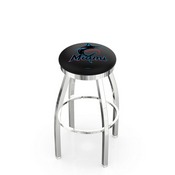 L8C2C Miami Marlins Swivel Stool with Chrome Finish by HBS, AGS-L8C2C25MLBMia