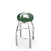 L8C2C - Chrome Michigan State Swivel Bar Stool with Accent Ring by Holland Bar Stool Company