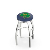 L8C2C - Chrome Notre Dame (Shamrock) Swivel Bar Stool with Accent Ring by Holland Bar Stool Company