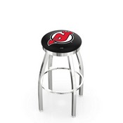 L8C2C - Chrome New Jersey Devils Swivel Bar Stool with Accent Ring by Holland Bar Stool Company