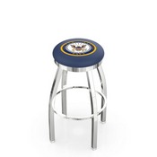 L8C2C - Chrome U.S. Navy Swivel Bar Stool with Accent Ring by Holland Bar Stool Company