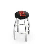 L8C2C - Chrome USC Trojans Swivel Bar Stool with Accent Ring by Holland Bar Stool Company