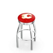 L8C3C - Chrome Calgary Flames Swivel Bar Stool with 2.5 Ribbed Accent Ring by Holland Bar Stool Company