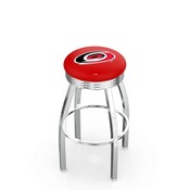 L8C3C - Chrome Carolina Hurricanes Swivel Bar Stool with 2.5 Ribbed Accent Ring by Holland Bar Stool Company