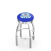 L8C3C - Chrome U.S. Coast Guard Swivel Bar Stool with 2.5 Ribbed Accent Ring by Holland Bar Stool Company