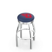 L8C3C - Chrome University of Dayton Swivel Bar Stool with 2.5 Ribbed Accent Ring by Holland Bar Stool Company