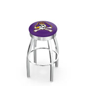 L8C3C - Chrome East Carolina Swivel Bar Stool with 2.5 Ribbed Accent Ring by Holland Bar Stool Company