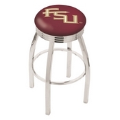 L8C3C - Chrome Florida State (Script) Swivel Bar Stool with 2.5 Ribbed Accent Ring by Holland Bar Stool Company