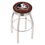 L8C3C - Chrome Florida State (Head) Swivel Bar Stool with 2.5 Ribbed Accent Ring by Holland Bar Stool Company