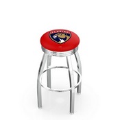 L8C3C - Chrome Florida Panthers Swivel Bar Stool with 2.5 Ribbed Accent Ring by Holland Bar Stool Company