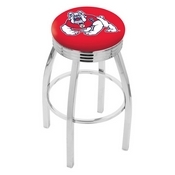 L8C3C - Chrome Fresno State Swivel Bar Stool with 2.5 Ribbed Accent Ring by Holland Bar Stool Company