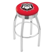 L8C3C - Chrome Georgia Bulldog Swivel Bar Stool with 2.5 Ribbed Accent Ring by Holland Bar Stool Company