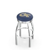 L8C3C - Chrome Georgia Tech Swivel Bar Stool with 2.5 Ribbed Accent Ring by Holland Bar Stool Company