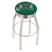L8C3C - Chrome Hawaii Swivel Bar Stool with 2.5 Ribbed Accent Ring by Holland Bar Stool Company