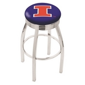 L8C3C - Chrome Illinois Swivel Bar Stool with 2.5 Ribbed Accent Ring by Holland Bar Stool Company