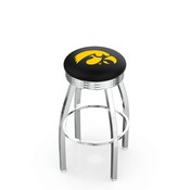 L8C3C - Chrome Iowa Swivel Bar Stool with 2.5 Ribbed Accent Ring by Holland Bar Stool Company
