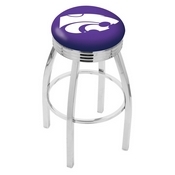 L8C3C - Chrome Kansas State Swivel Bar Stool with 2.5 Ribbed Accent Ring by Holland Bar Stool Company