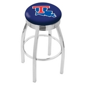 L8C3C - Chrome Louisiana Tech Swivel Bar Stool with 2.5 Ribbed Accent Ring by Holland Bar Stool Company