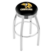 L8C3C - Chrome Missouri Western State Swivel Bar Stool with 2.5 Ribbed Accent Ring by Holland Bar Stool Company