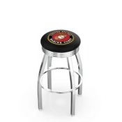 L8C3C - Chrome U.S. Marines Swivel Bar Stool with 2.5 Ribbed Accent Ring by Holland Bar Stool Company