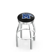 L8C3C - Chrome Memphis Swivel Bar Stool with 2.5 Ribbed Accent Ring by Holland Bar Stool Company