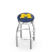 L8C3C - Chrome Michigan Swivel Bar Stool with 2.5 Ribbed Accent Ring by Holland Bar Stool Company