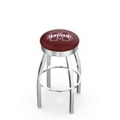 L8C3C - Chrome Mississippi State Swivel Bar Stool with 2.5 Ribbed Accent Ring by Holland Bar Stool Company