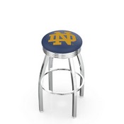L8C3C - Chrome Notre Dame (ND) Swivel Bar Stool with 2.5 Ribbed Accent Ring by Holland Bar Stool Company