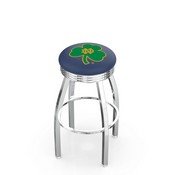 L8C3C - Chrome Notre Dame (Shamrock) Swivel Bar Stool with 2.5 Ribbed Accent Ring by Holland Bar Stool Company
