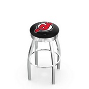 L8C3C - Chrome New Jersey Devils Swivel Bar Stool with 2.5 Ribbed Accent Ring by Holland Bar Stool Company