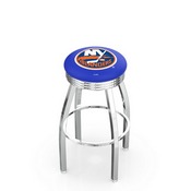 L8C3C - Chrome New York Islanders Swivel Bar Stool with 2.5 Ribbed Accent Ring by Holland Bar Stool Company